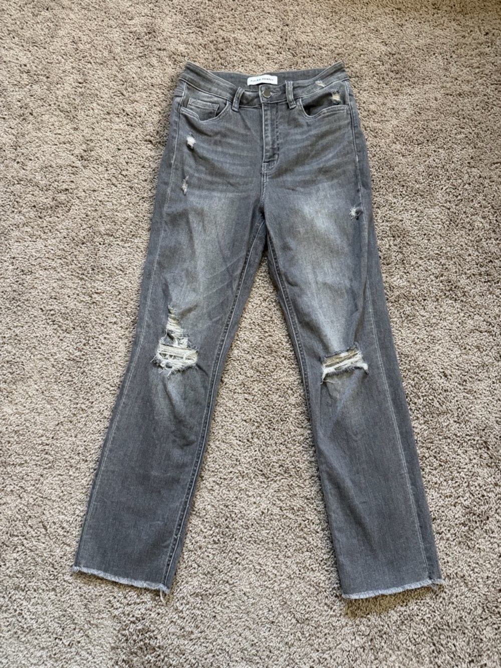 Flying Monkey Gray Distressed Straight-Leg Jeans